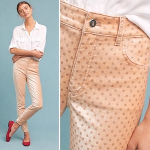 Pilcro and the letterpress velvet polka dots skinny pants size 29